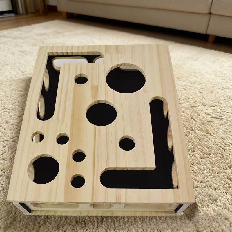 Wooden Cat Maze Puzzle Box