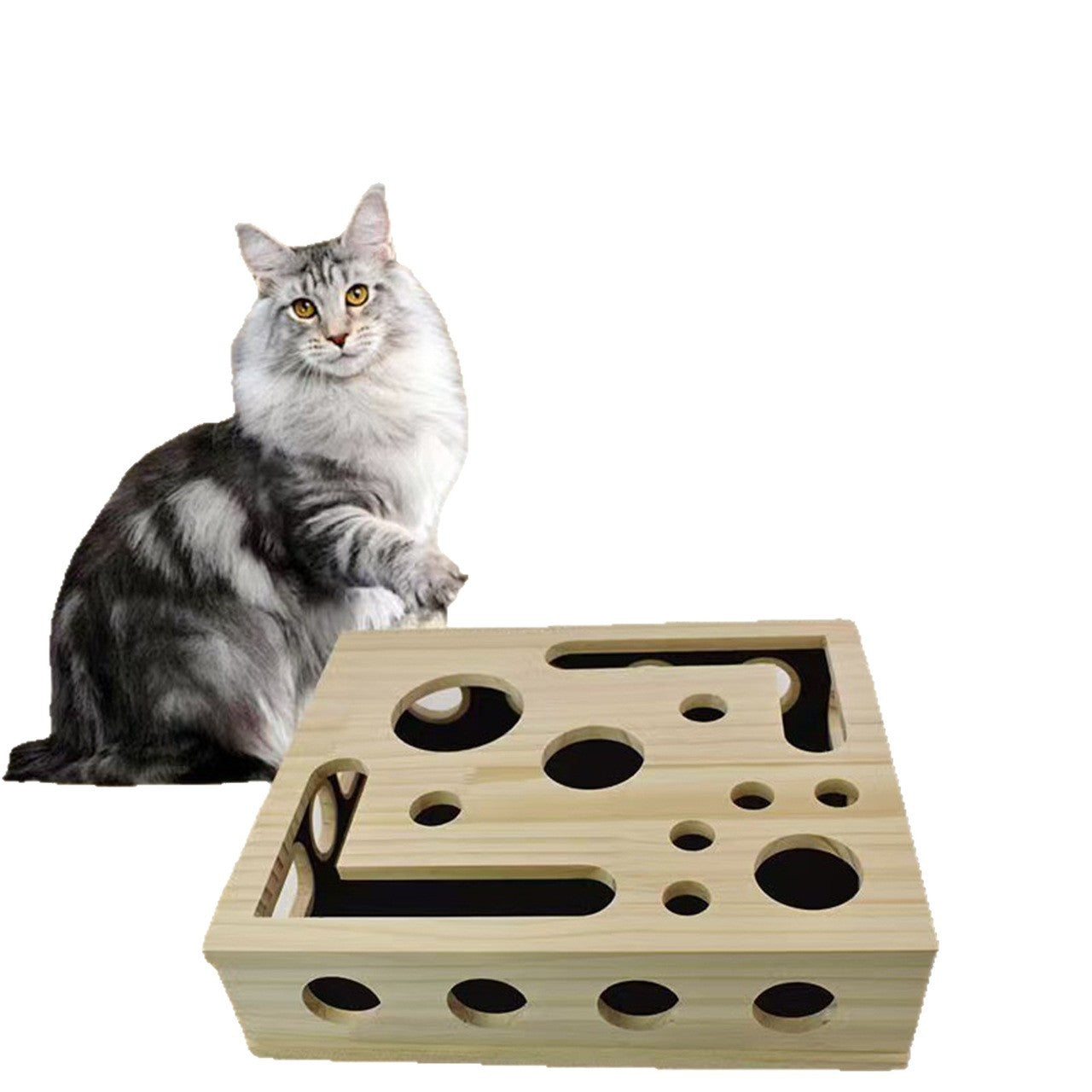 Wooden Cat Maze Puzzle Box
