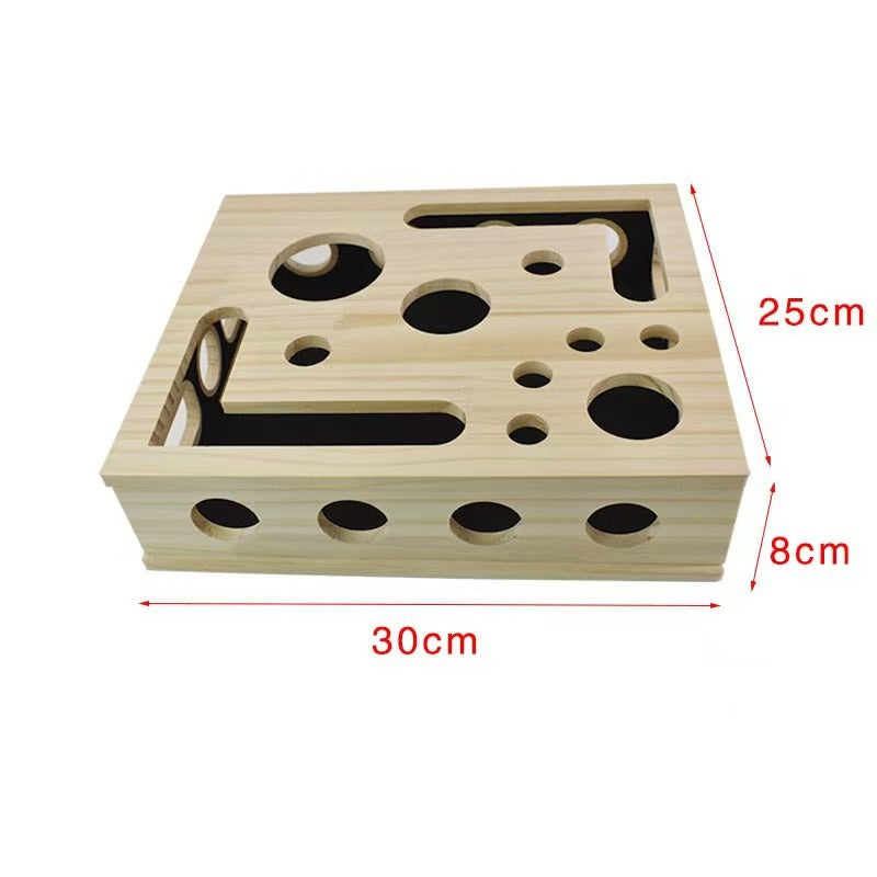 Wooden Cat Maze Puzzle Box